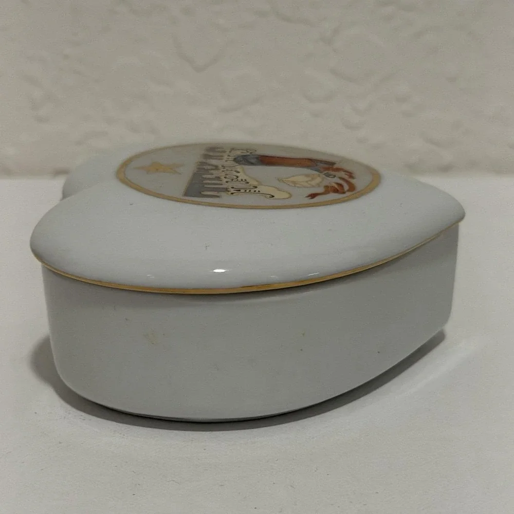Vtg Heart Trinket Jewelry Box Lid Texas Cowgirl Country Western Rodeo 90s Gift